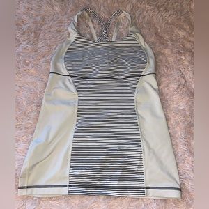 Lululemon blue and white striped racer back tank